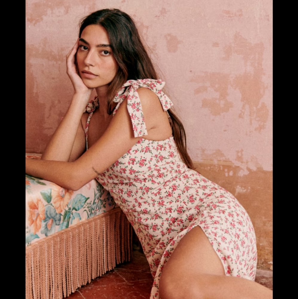 NWT Sezane Dorotha Midi Dress Rosa Print - Size 40 or US 8